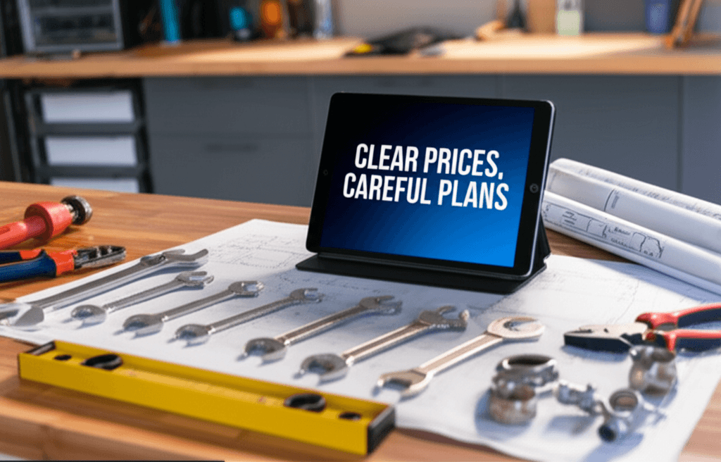Transparent plumbing pricing and planning